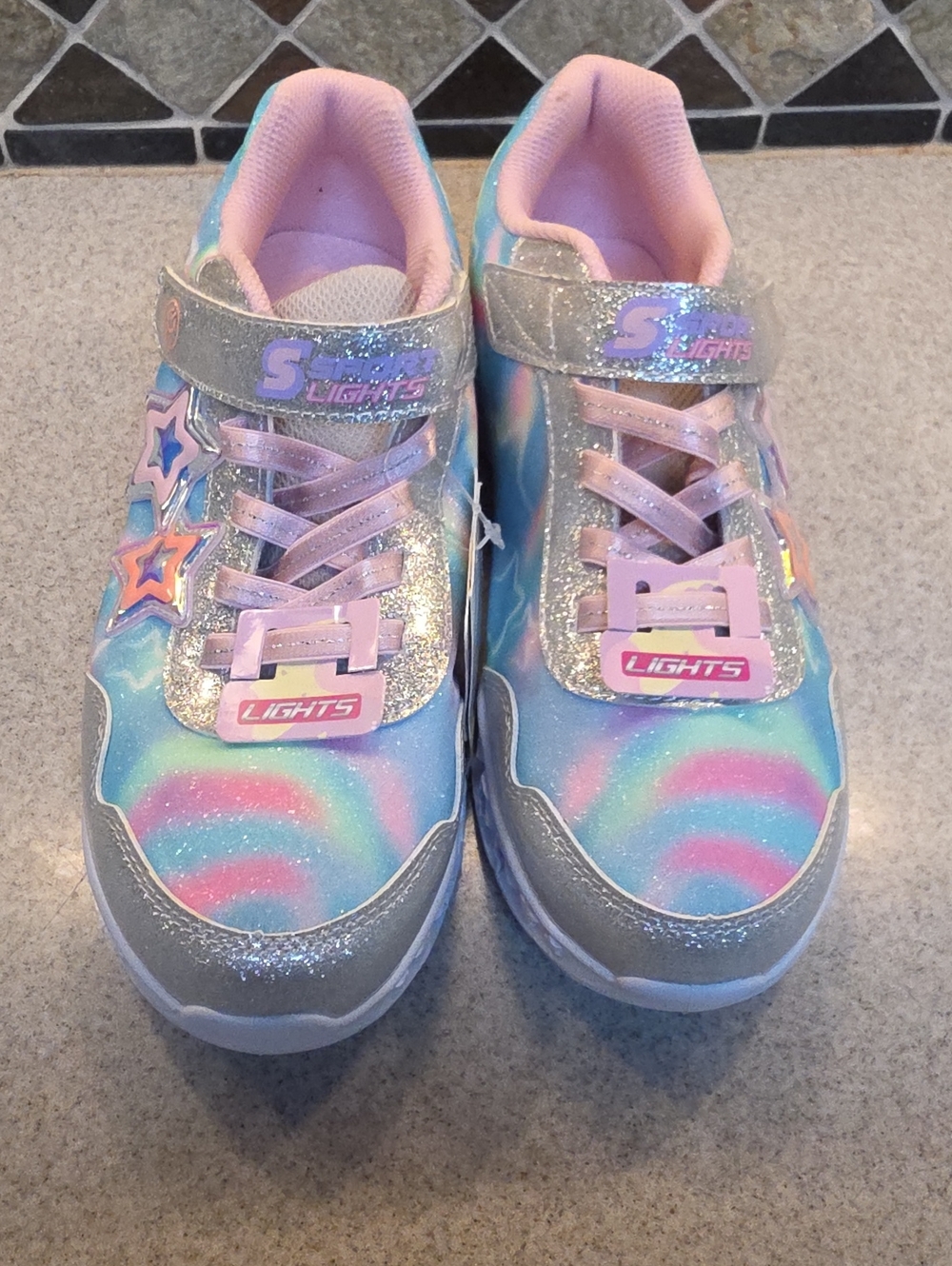 Kids' Light-Up Sneakers - Pastel Rainbow Pink